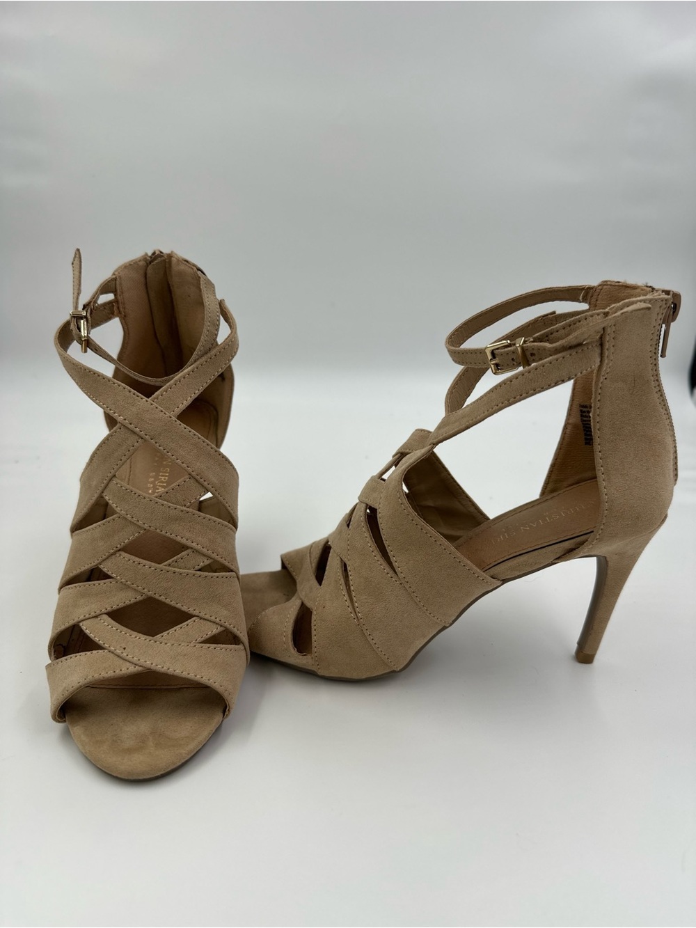 Christian Siriano for Payless Nude Strappy Heels Size 8.5 Women’s